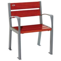 Procity - Fauteuil Silaos 5 lames - Acier Gris, Assise Bois Chêne Acajou - Mobilier Urbain Extérieur