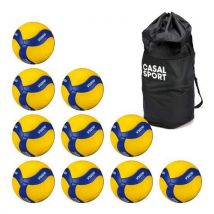 Mikasa - Lot de 10 Ballons Volley V300W - Compétition - Sac Offert - Certifié FIVB