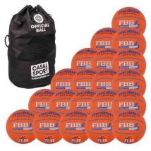 Molten - Lot de 20 Ballons Basket FFBB Training T6 + Sac - Caoutchouc Macadam - Idéal Entraînement