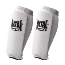 Metal Boxe - Protège Tibia Coton Élastique Blanc - Taille M - Sports de Combat