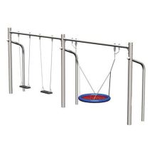 Portique 2 assises standard 1 assise nid - Inox - Scellement direct - 5 personnes - 3 ans et +