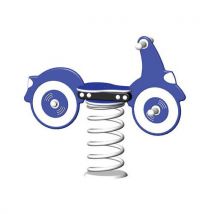 Vespa sur ressort - Tabouret d'ancrage bicolore bleu/blanc - 2-12 ans - Polyéthylène haute densité - Aire de jeux extérieure