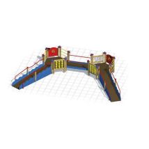 Structure multi activités en pin - 2 plateformes - Scellement direct - 2 à 12 ans - 9 personnes - Accessible handicapé