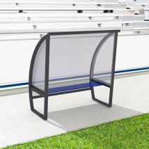 Abri de touche aluminium gris 15m x 16m avec banc - Aménagement extérieur pour stades et aires de jeux
