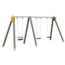 Manutan Expert - Portique Premium Triple Aluminium - 3 Places - 10 Mois à 12 Ans - Jambes de Scellement - Robuste et Durable