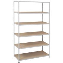 Manutan Expert - Rayonnage mi-lourd Rapid 2 - 6 niveaux 1980x1220x610mm - Aggloméré RAL7032 - Charge 340kg/tablette