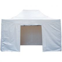 Leisure N Pleasure - Bâche latérale pour tente acier 3x4,5m - Polyester Blanc M2 - Résistante et ignifugée