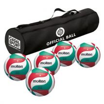 Molten - Lot de 5 Ballons de Volley V5M5000 Compétition + Sac Offert - Certifié FIVB Nylon
