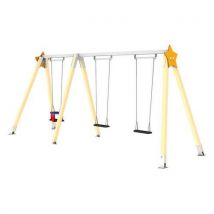 Manutan Expert - Portique Premium Triple Aluminium - 3 Places - 10 Mois à 12 Ans - Jambes de Scellement - 20 Ans Garantie