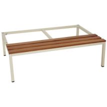 Manutan Expert - Socle-banc Vestiaire Industrie Salissante - 1185 mm Beige - 3 Colonnes - Acier et Bois