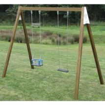 Balançoire 2m Tout Bois- 1 Balançoire-1 Nacelle Bébé-scellement Direct