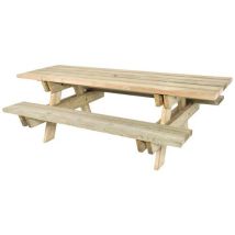 Manutan Expert - Table bancs Bréhat Pin 200x150x75 cm - 6 places - Mobilier urbain extérieur - PEFC