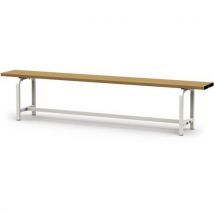 GES - Banc de vestiaire 2m sur pied - Assise en bois marron - Structure acier blanc - Éco-responsable