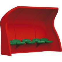 Abri de touche monobloc rouge - Siège 2,50m vert - Composite personnalisable - Aménagement extérieur