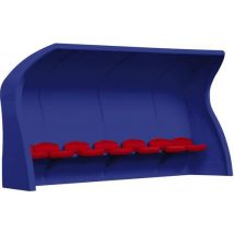 Abri de touche monobloc bleu siège rouge 3,50m - Composite, personnalisable, recyclable