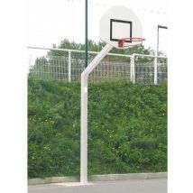 Metaluplast - Panier de Basket Extérieur - Hauteur 3,05m Fixe - Platine Scellable - Blanc Brillant