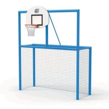 But multisports Educombi 305m à sceller bleu mat - Acier galvanisé - Panneau rectangulaire - Idéal pour stades et aires de jeux