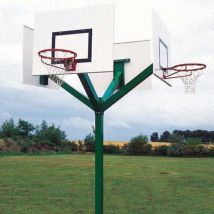 Metaluplast - Tour de basket 4 paniers haut 2,6m déport 1m - Vert - Conforme code du sport français - Idéal extérieur