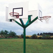 Panierde Basket 4 Têtes Acier Galvanisé, Hauteur 3, 05m, Sur Platine Metaluplast