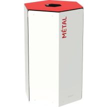Rossignol Pro - Corbeille de tri Hexatri 50L Métal Rouge/Blanc - Tri sélectif extérieur - Robuste et pratique