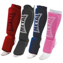 Metal Boxe - Protège Tibia et Pied Coton Élastique Rouge XXS - Sports de Combat