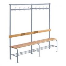 Banc Vestiaire Lattes Bois 1 Ou 2 M 4 À 8 Patères Avec Grille Chaussures À L'unité