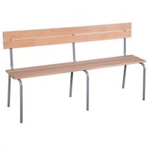 Banc assise 3 lames avec dossier 160 cm T6 gris alu Hêtre Acier - Éco-responsable 50% recyclé 80% emballage - PEFC