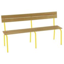 Banc scolaire avec dossier 160cm Hêtre et Acier Jaune - Éco-responsable PEFC