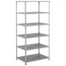 Manutan Expert - Rayonnage mi-lourd Rapid 2 - 6 tablettes métal 1980x915x455 gris - Montage sans outils - Charge 149kg/tablette