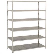 Manutan Expert - Rayonnage mi-lourd Rapid 2 - 6 tablettes métal 1980x1220x455 gris - Charge 149kg/tablette - Montage sans outils