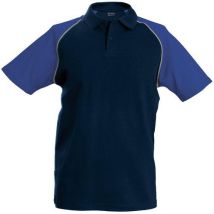 Lot de 10 - Polo Bicolore Marine/Royal Homme - Taille M - Rugby Football - Recyclable
