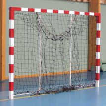 Paire Buts Hand Competà Sceller Alu Bicolore Rouge Blanc Arceaux Repliables