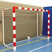 Paire Buts Hand Compet Mobile Acier Rouge Arceaux Diam 50mm