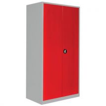Anjou Tolerie - Armoire Haute 1250x580x1950mm Gris Clair/Rouge - 2 Portes Battantes à Clé - Charge 1000kg - 4 Tablettes 160kg - Acier - Livrée Montée 