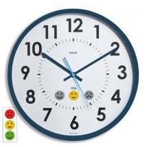 Orium - Mesureur CO2 Quaelis 15 avec Horloge Analogique - Bleu Blanc - Capteur NDIR - Idéal Gymnases