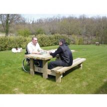 Loisirs Amenagements - Table Banc Handicap - Bois Exotique 2m - 2 Places - Accessible PMR