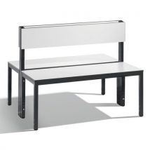 CP - Banc de vestiaire double avec dossier - 1000 mm Blanc - Acier Robuste - Idéal Vestiaires et Gymnases