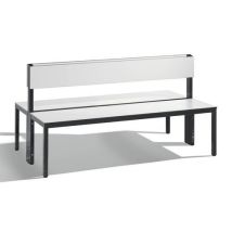 CP - Banc double vestiaire avec dossier - 1500 mm Blanc - Acier robuste - Idéal vestiaires et gymnases