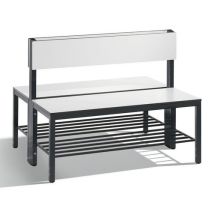 CP - Banc double vestiaire avec dossier et grille Basic Plus 1000mm Blanc - Acier - Idéal vestiaires et gymnases