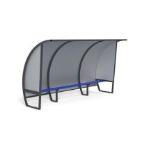 Abri de touche aluminium 35m x 2m - Gris - Banc intégré - Aménagement extérieur