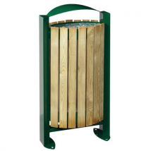 Rossignol Pro - Poubelle Arkea 60L - Bois / Vert Mousse - Extérieur - Aménagement Extérieur