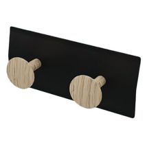Patère murale ALFONSE Noir Frêne 2 têtes - 26cm - Design & Pratique - Fixation à visser