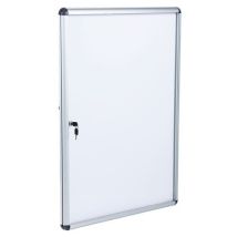 Manutan Expert - Vitrine d'intérieur 1 porte 720x981mm Blanc - Magnétique - Fond Acier - Idéale pour Gymnases