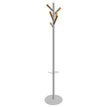 Portemanteaux/parapluies ARBO 6 têtes Gris/Orange - Acier - Hauteur 180m - Design moderne