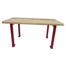 Banc vestiaire fixation au sol 1,2 m Rouge Acier Pin - Mobilier Vestiaires Gymnases - Robuste et Pratique