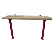 Banc vestiaire fixation mur/sol 1,2 m Rouge - Assise Pin - Acier Robuste - Idéal Vestiaires