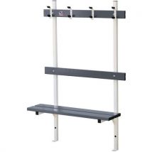 GES - Banc Vestiaire Mural ou au Sol avec Patères L3m - Assise Aluminium Gris - 4 Patères - Design Éco-responsable