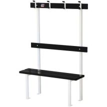 GES - Banc Vestiaire sur Pieds avec Porte-Patères - Assise Aluminium Noir L1m - 4 Patères - Structure Acier Blanc - 60% Recyclé