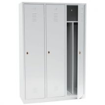 Manutan Expert - Vestiaire Industrie Salissante 3 Cases Gris Clair - 1800x1185x500mm - Acier Époxy - Livré Monté