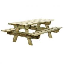 Manutan Expert - Table de pique-nique en pin - 6 places - Pin traité classe IV - Robuste et durable